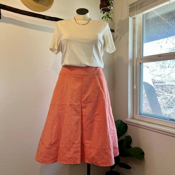 Lane Bryant Orange Polka Dot A Line Mod Collection Cotton Skirt Size 22 - Picture 1 of 12